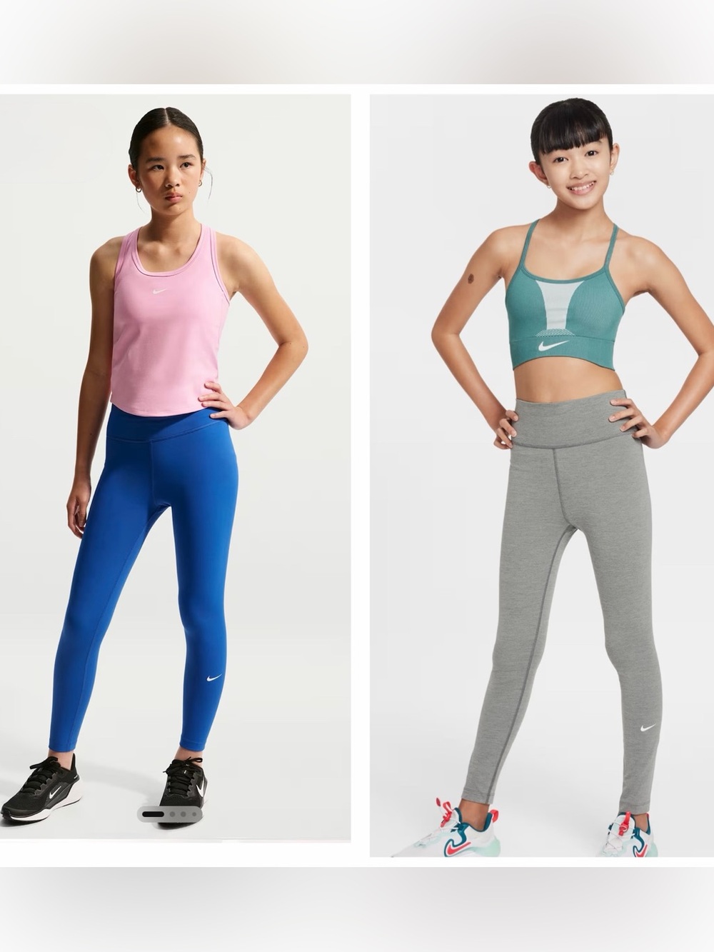Nike Big Kid (Girls) Set of 2- Cobalt & Gray Athletic Leggings - Size Small